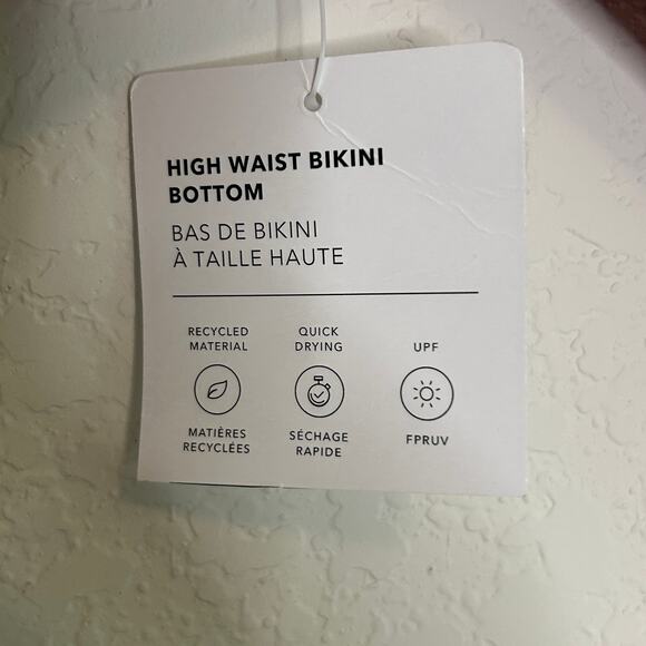 NWT Athleta High Waist Bikini Bottom Pink Sz Large - Picture 4 of 5